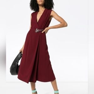 NWT Victoria Beckham Maroon Sleeveless Midi‎ Dress size 2